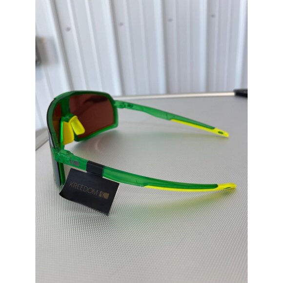 Kreedom Polycarbonate Sports Sunglasses UV Protection Green Yellow Cycling NEW - Picture 4 of 6